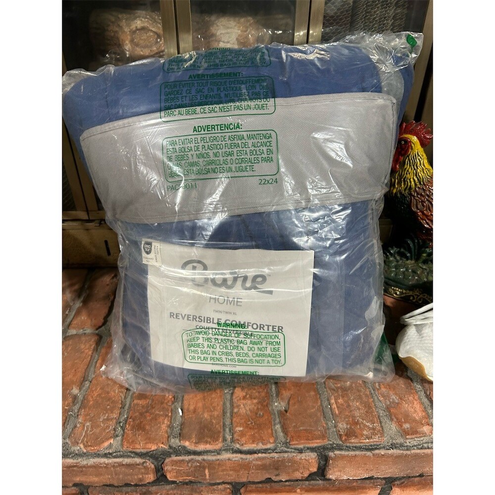 Bare Home Comforter Twin Navy Blue Solid Reversible All-Season Quilted